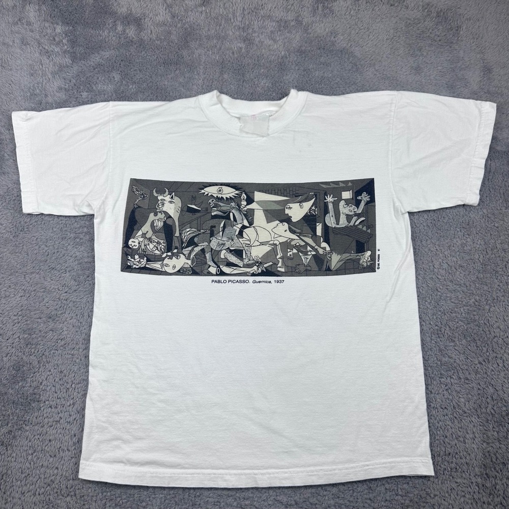Pablo Picasso Guernica T-Shirt Mens M White 1997 Vintage Art Graphic Tee